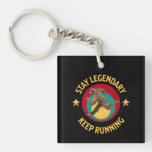 Grappige Bigfoot Hardloop Motivatie Sleutelhanger