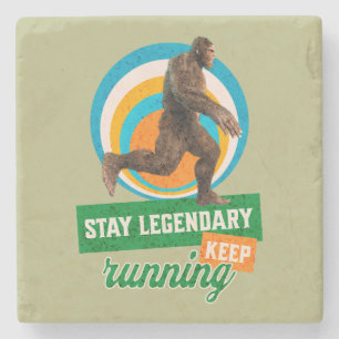 Grappige Bigfoot Hardloop Motivatie Stenen Onderzetter