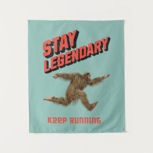 Grappige Bigfoot Hardloop Motivatie Wandkleed