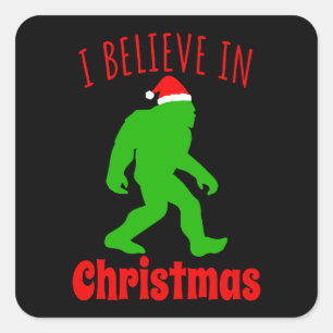 Grappige Bigfoot Ik Geloof In Kerstmis Vierkante Sticker