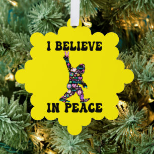 Grappige Bigfoot Ik Geloof In Vrede Ornament Kaart