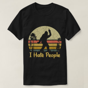 Grappige Bigfoot Ik Haat Mensen Vintage Ontwerp T-shirt