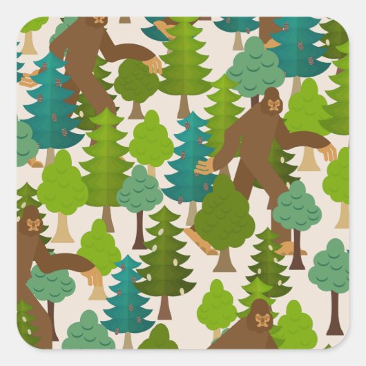 Grappige Bigfoot in de Bossen Vierkante Sticker (Voorkant)