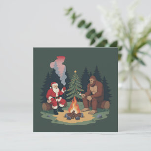 Grappige Bigfoot Kerstman Sasquatch Kamperen  Kaart
