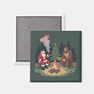 Grappige Bigfoot Kerstman Sasquatch Kamperen Magneet
