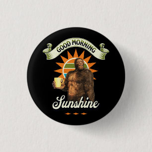 Grappige Bigfoot Koffie Ochtendhumor Ronde Button 3,2 Cm