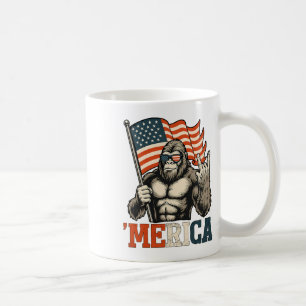 Grappige Bigfoot Merica Rots Usa Vlag Patriottisch Koffiemok
