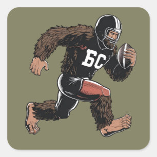 Grappige Bigfoot Sasquatch Fantasy Voetbal Sport Vierkante Sticker