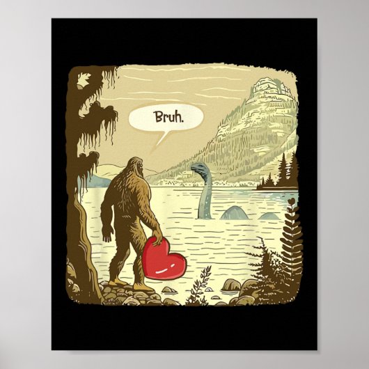 Grappige Bigfoot Sasquatch Loch Ness Monster Grapp Poster (Voorkant)