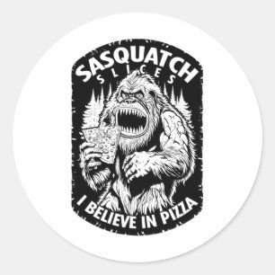 Grappige Bigfoot Sasquatch Slices Ik geloof In Piz Ronde Sticker