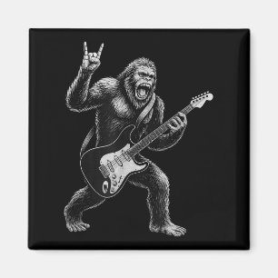 Grappige Bigfoot Sasquatch spelen gitaar, rock en  Magneet
