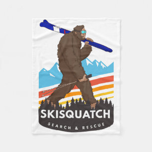 Grappige Bigfoot Ski Skisquatch Zoek en Reddingsac Fleece Deken