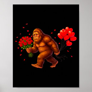 Grappige Bigfoot Valentijnshart Sasquatch Retro Li Poster