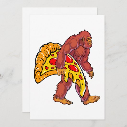 Grappige Bigfoot Wandelen met grote pizza slice Feestdagenkaart (Voorkant / Achterkant)