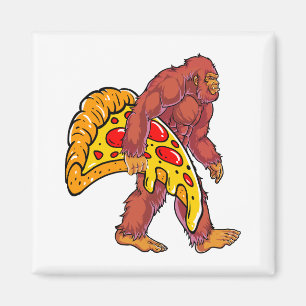 Grappige Bigfoot Wandelen met grote pizza slice Magneet