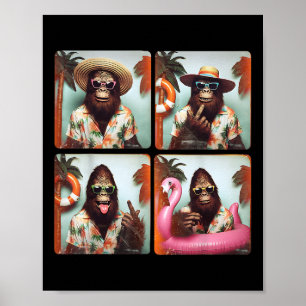 Grappige Bigfoot zomervakantie Photobooth Funny SA Poster