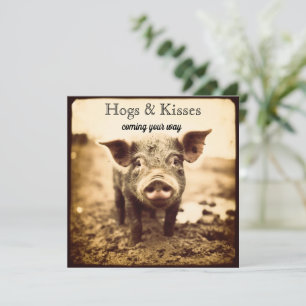 Grappige Biggetjes Varkens en Kusjes Valentijnsdag Feestdagenkaart
