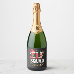 Grappige bij elkaar passende kerst outfit voor Elf Sparkling Wijnetiket