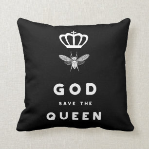 Grappige Bij. God Save the Queen. Nerdy Humor Kussen