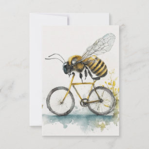 Grappige bij rijden op een fiets waterverf tekenin bedankkaart