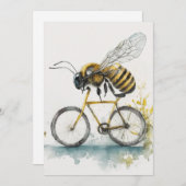 Grappige bij rijden op een fiets waterverf tekenin feestdagenkaart (Voorkant / Achterkant)