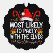 Grappige bijpassende Kerstmis het meest waarschijn Ornament Kaart (Voorkant)