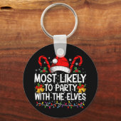 Grappige bijpassende Kerstmis het meest waarschijn Sleutelhanger (Voorkant)