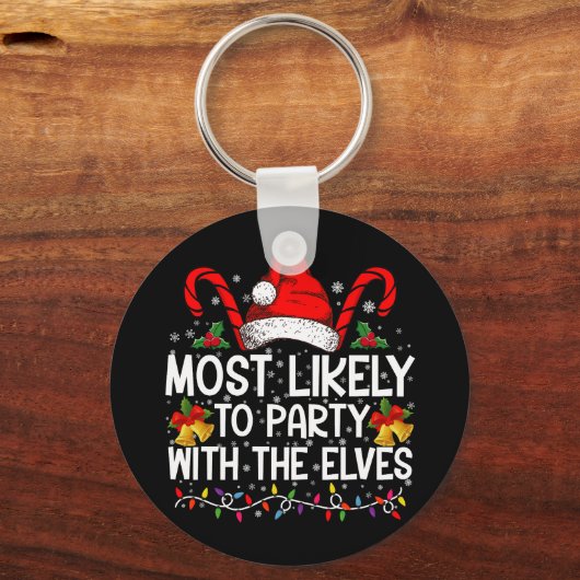 Grappige bijpassende Kerstmis het meest waarschijn Sleutelhanger (Voorkant)