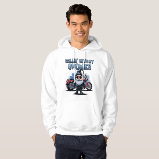 Grappige Biker Kabouter Hoodie (Voorkant volledig)