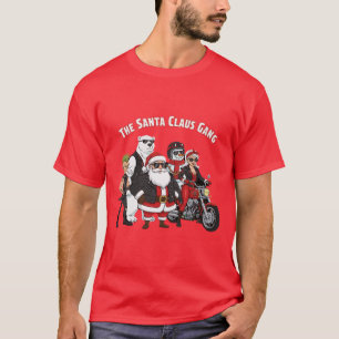 Grappige Biker Kerstman Bende Rock and Roll T-shirt