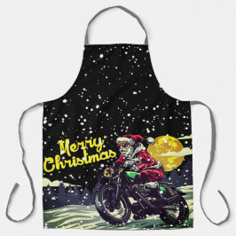 Grappige biker Santa Vrolijk Kerstfeest Schort