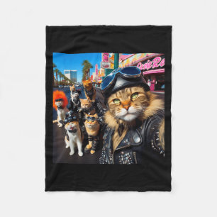 Grappige Bikerkatten Gangsterkatten Straat Motorfi Fleece Deken