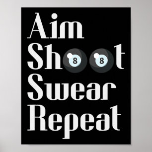 Grappige Biljart 8-ball Pool Speler Doel Schiet Zw Poster
