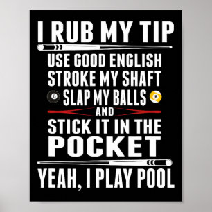Grappige biljart ik wrijf mijn tip poster