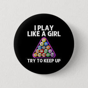 Grappige Biljart Kunst voor Vrouwen Meisjes Mama 8 Ronde Button 5,7 Cm