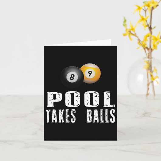 Grappige biljart pool speler zwembad neemt kaart (Gele Bloem)