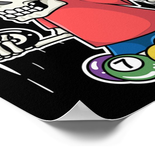 Grappige biljart schedel in snooker pool speler ge poster (Hoek)