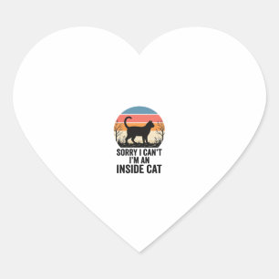 Grappige Binnenkat Vintage Kat Liefhebber Design_1 Hart Sticker