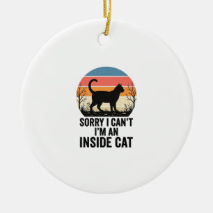 Grappige Binnenkat Vintage Kattenliefhebber Design Keramisch Ornament