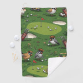Grappige Birdie Golfers in de  scene Golfhanddoek (Insitu)