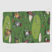 Grappige Birdie Golfers in de  scene Golfhanddoek (Horizontaal)