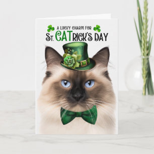 Grappige Birmaanse kat St. CATrick's Day Geluksbre Feestdagen Kaart