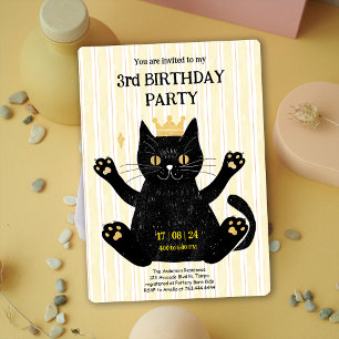 Grappige Black Cat verjaardagsfeestje uitnodiging