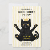 Grappige Black Cat verjaardagsfeestje uitnodiging (Voorkant)