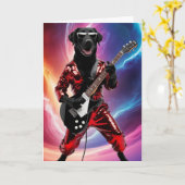 Grappige Black Lab Rockster Kaart (Gele Bloem)