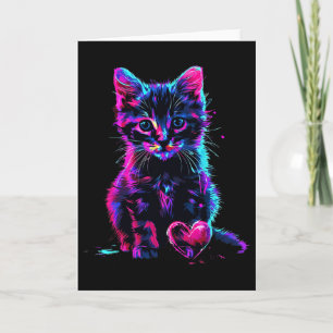Grappige Blacklight Glitch Kunst Cute Kat Kittens  Kaart