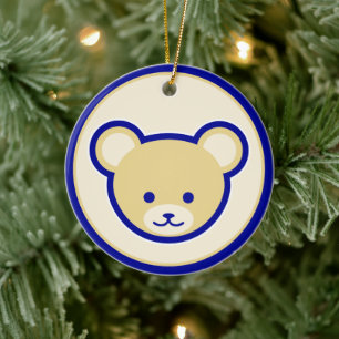 Grappige Blauwe Beige Teddibeer Schattige Cartoon  Keramisch Ornament