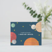 Grappige Blauwe Geïllustreerde Planeten Briefkaart (Staand voorkant)