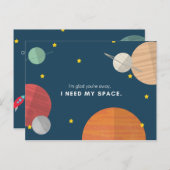 Grappige Blauwe Geïllustreerde Planeten Briefkaart (Voorkant / Achterkant)