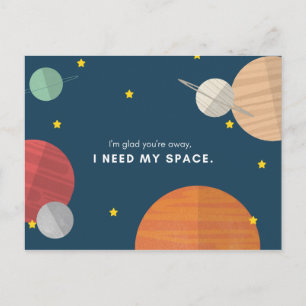 Grappige Blauwe Geïllustreerde Planeten Briefkaart